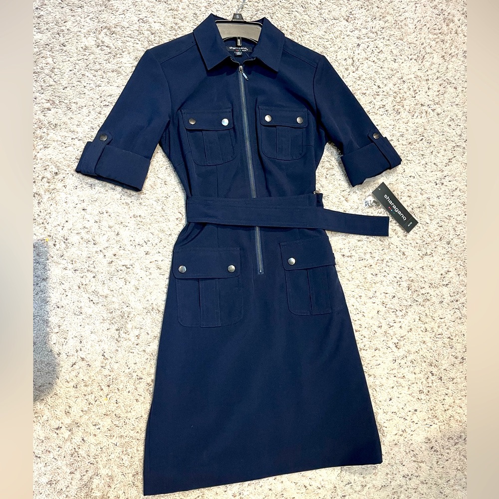 Navy blue zip up dress